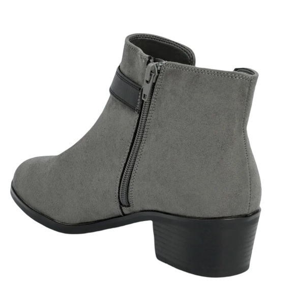 MARKET & SPRUCE • Dark Grey Odeya Suede Block Heel Buckle Bootie Shoes - Picture 5 of 7